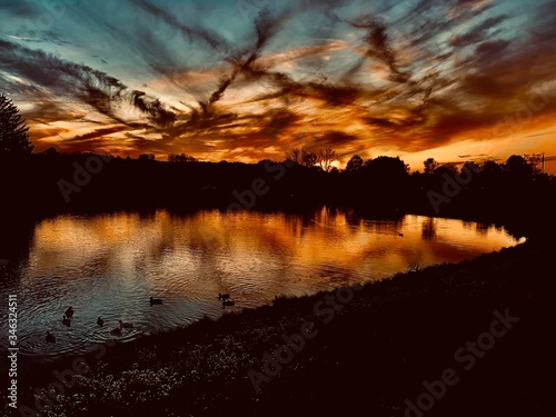 sunset over the river