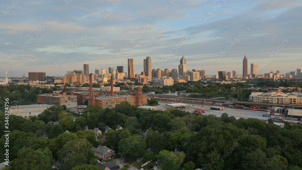 Atlanta Georgia Aerial Shots of Old Fourth Ward and Downtown Atlanta