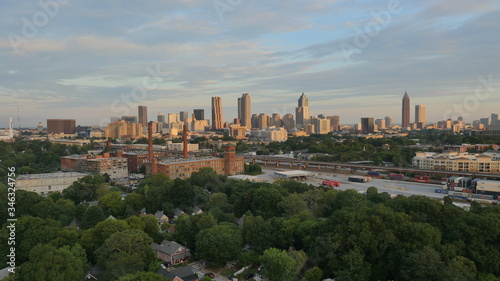 Atlanta Georgia Aerial Shots of Old Fourth Ward and Downtown Atlanta © Aerial Stock Footage