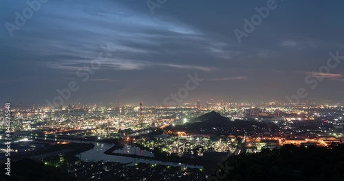 瀬戸内のタイムラプス映像 / 岡山県　水島コンビナートの昼から夜に移りゆく景色