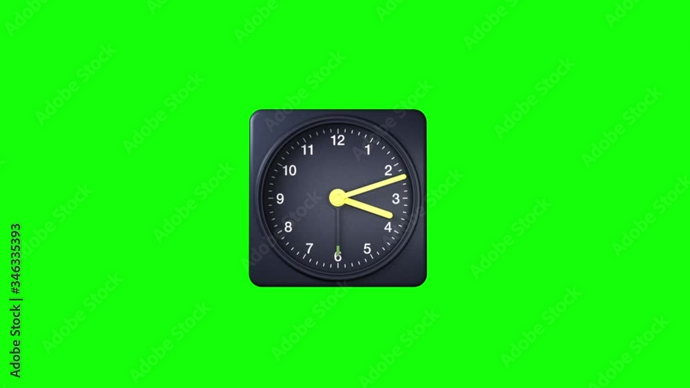 Animated clock counting down 12 hours. Seamlessly loops. Time lapse. Alpha Footage Included.