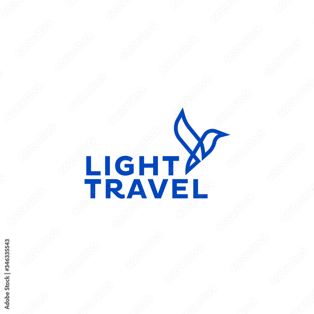 Light Travel Flying Blue Bird Line Logo