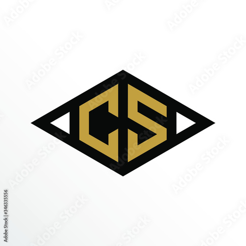 Initial Letter CS Geometric Abstract Diamond Shape Logo Design
