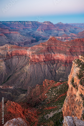 Sunset lights in Grand Canyon National Park, Yavapai point in South Rim 