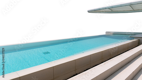 Swimming pool isolated on white background with clipping path.