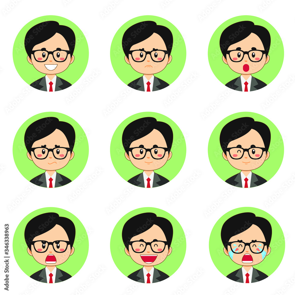 Fototapeta premium Businessman Avatar With Various Expression