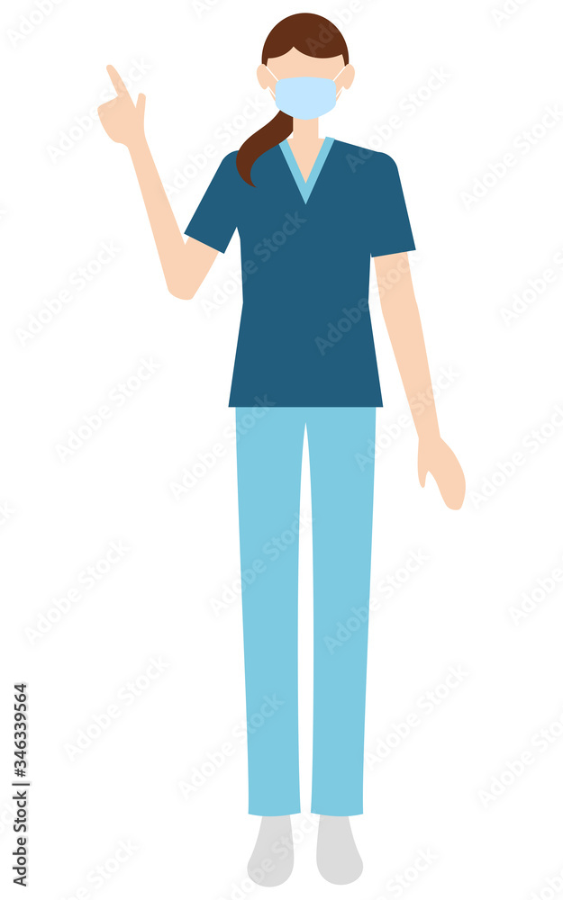 医療・看護の現場で働くマスクの女性のイラスト 医療・看護の現場で働くマスクの女性のイラスト