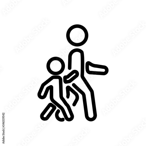 walking parent with baby icon vector. walking parent with baby sign. isolated contour symbol illustration