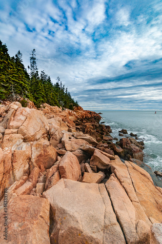 Rocks on the sea shore in Bar Harbor, Maine, Acadia National Park