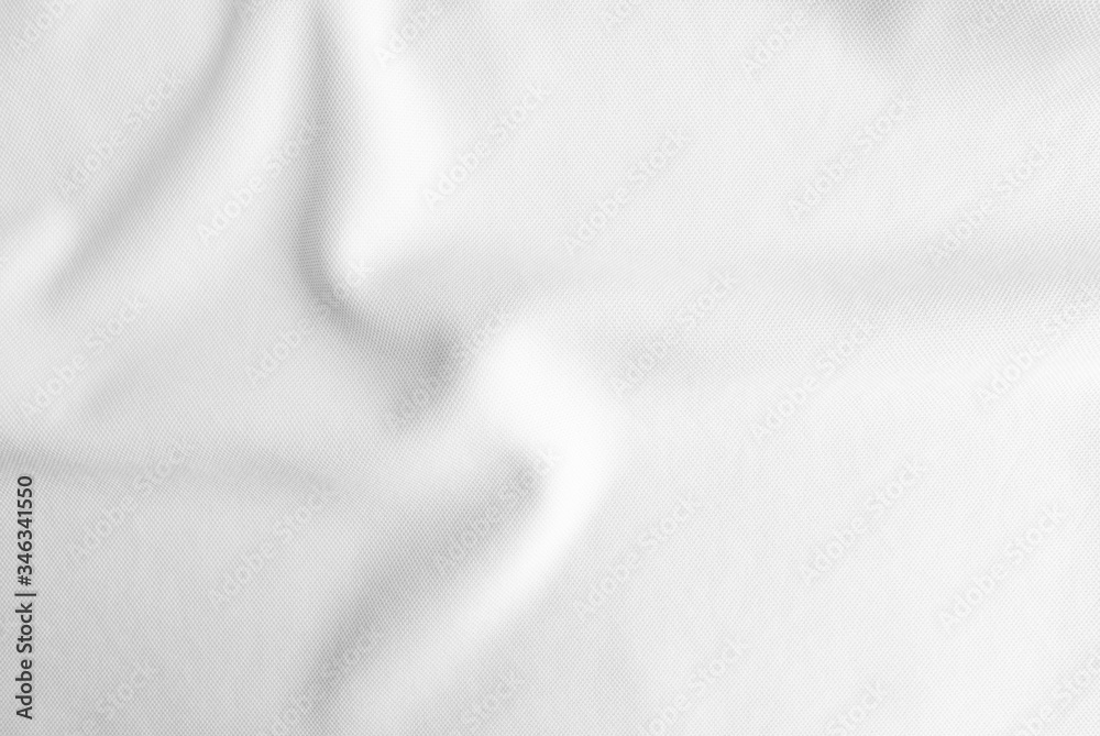 Folded white clothes fabric texture. Wavy  filter mesh