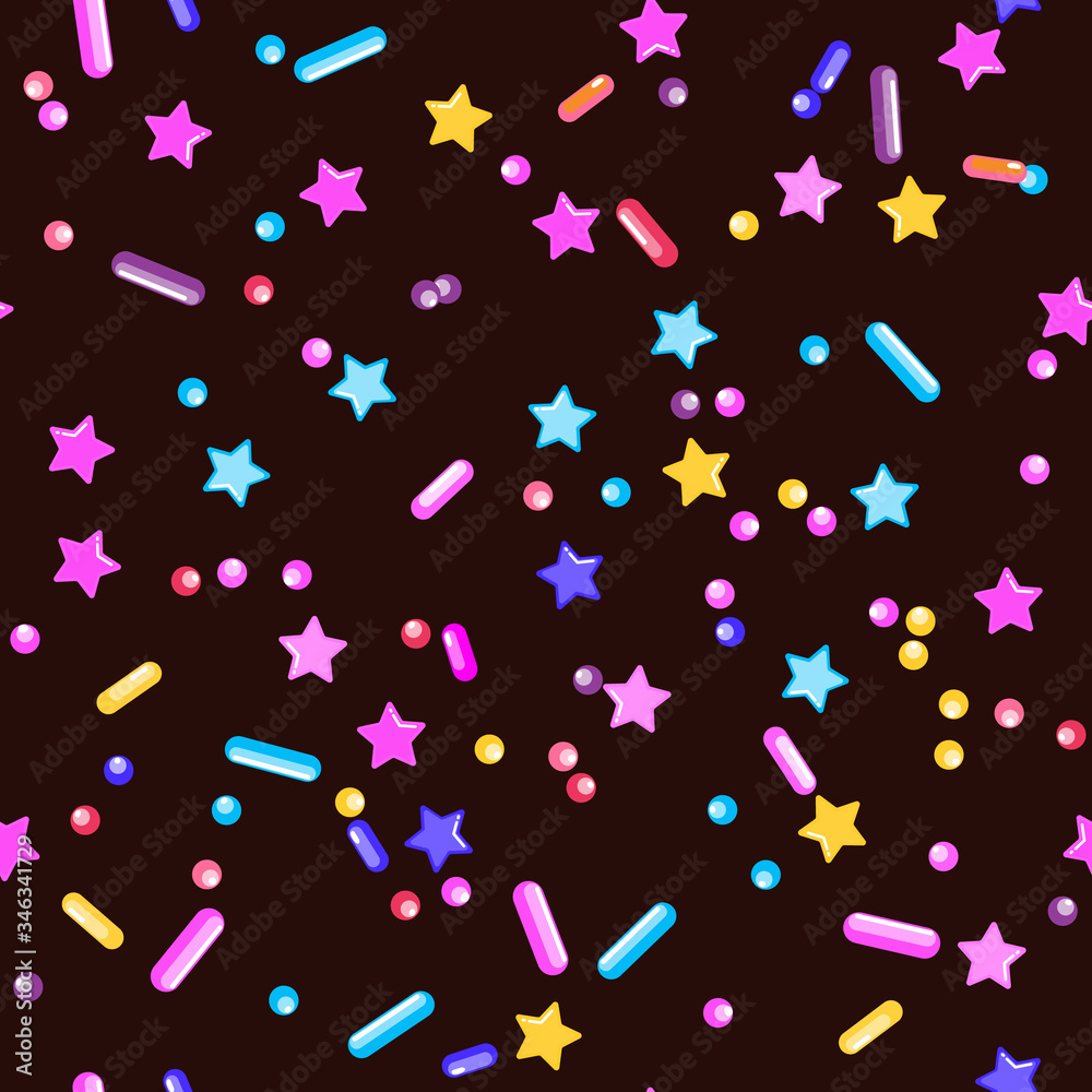 Sprinkle Cupcake Donut Topping. Seamless Pattern Sprinkle Cupcake Donut Topping. Seamless Pattern