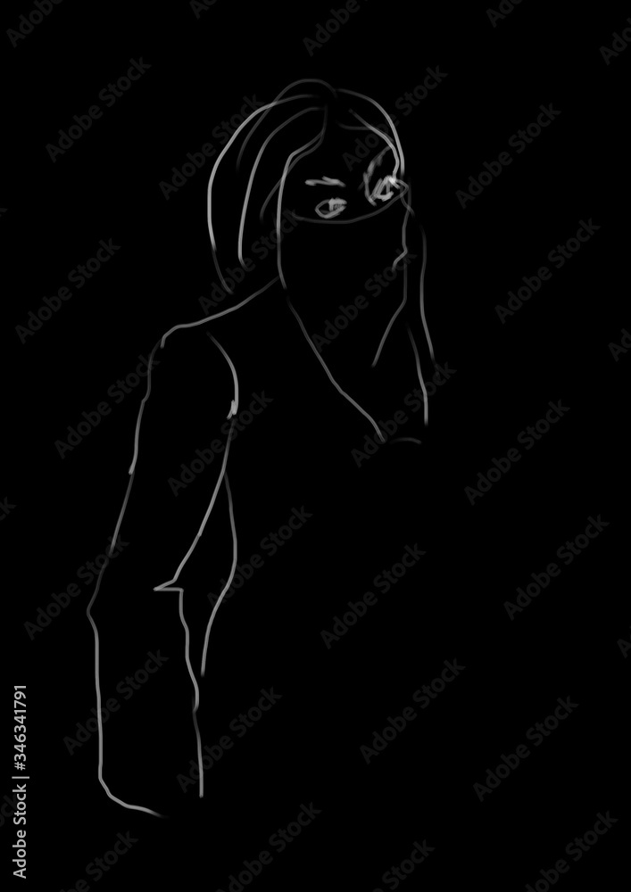Fototapeta premium Szkic kobiety w masce 
