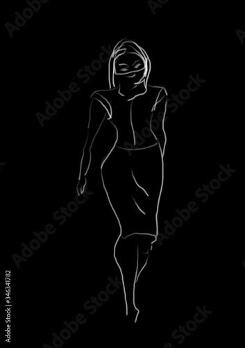 Szkic kobiety w masce © Bernadeta