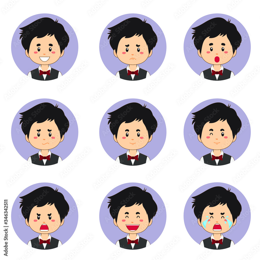 Male Housekeeper Avatar With Various Expression Male Housekeeper Avatar With Various Expression