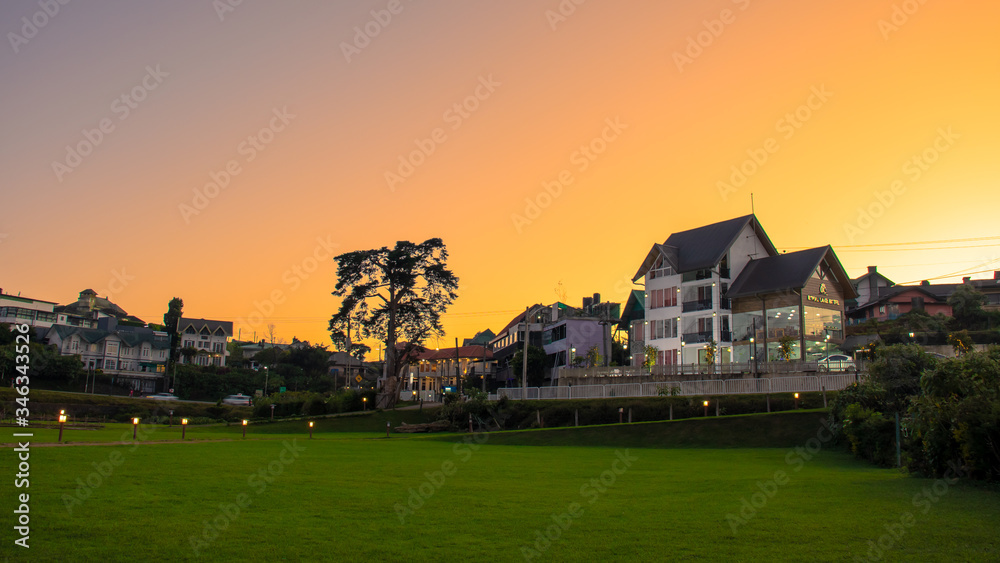 Nuwara Eliya landscape golden sunset