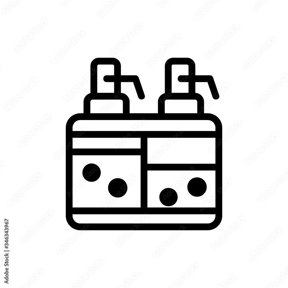 two freestanding soap dispensers icon vector. two freestanding soap dispensers sign. isolated contour symbol illustration two freestanding soap dispensers icon vector. two freestanding soap dispensers sign. isolated contour symbol illustration