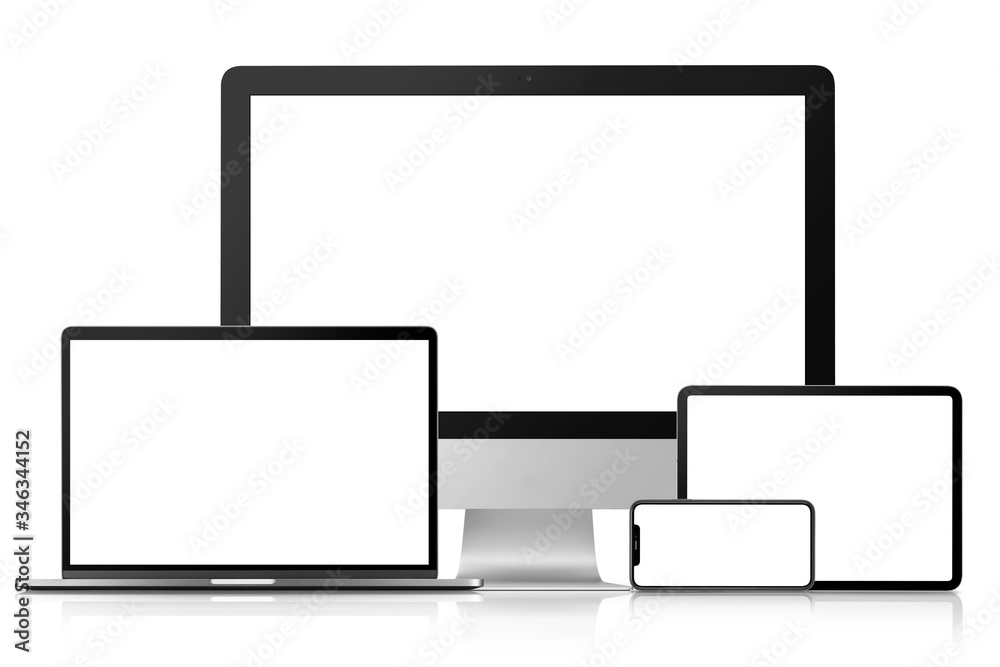 デスクトップコンピューター ラップトップコンピューター タブレット端末 スマートフォンの画面合成用素材 横位置 写真 Stock イラスト Adobe Stock