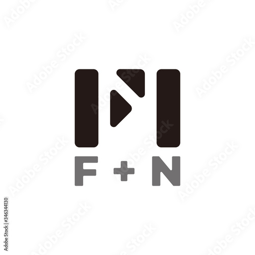 abstract letter f n geometric negative space symbol logo vector