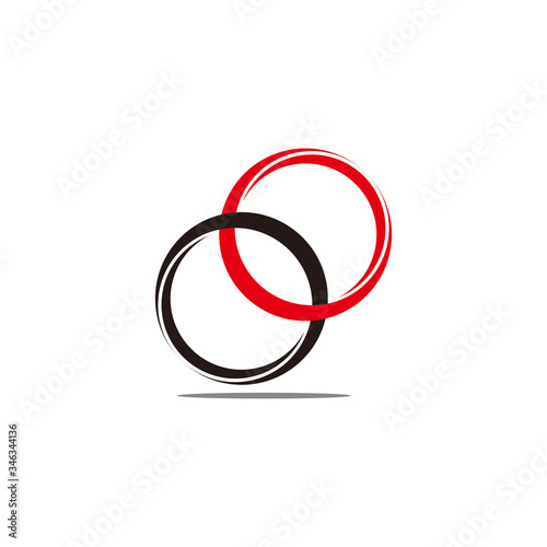 linked 3d shadow rings symbol decoration logo vector