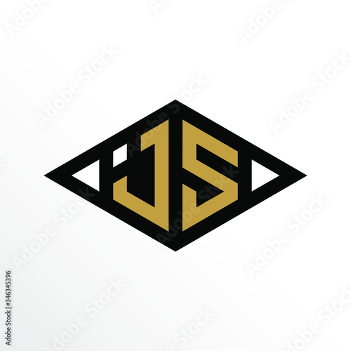 Initial Letter JS Geometric Abstract Diamond Shape Logo Design