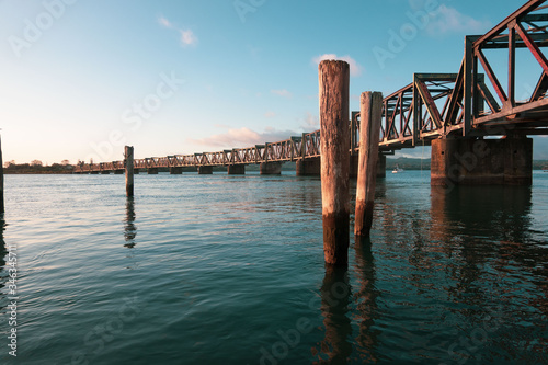 Historic railway bridge across Tauranga harbour. photo