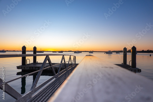 Sunrise over calm peaceful and scenic Tauranga harbor  New Zealand.