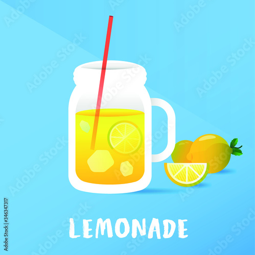 Ilustración de un vector de limonadas en fondo azul.