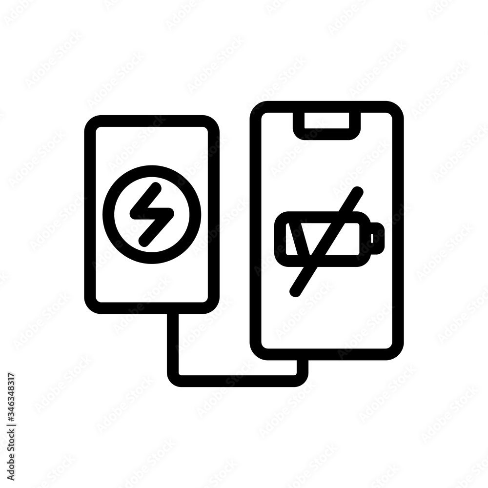 malfunctioning portable charging icon vector. malfunctioning portable charging sign. isolated contour symbol illustration