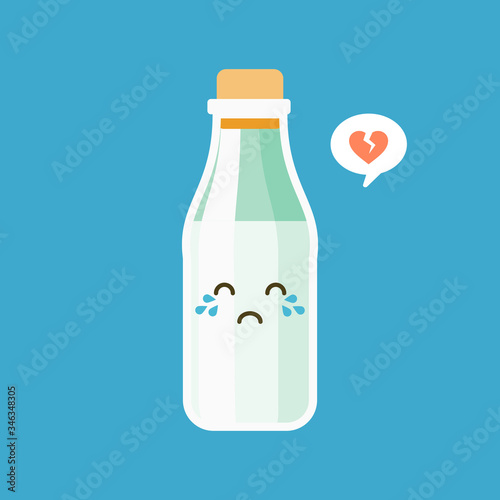cute and kawaii milk bottle cartoon character. Cute and funny milk bottle character, dairy product mascot