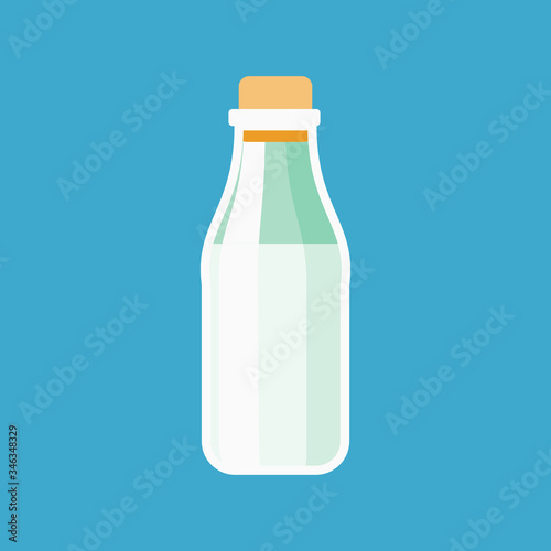 Milk bottle. Isolated bottle of milk. Vector flat cartoon illustration