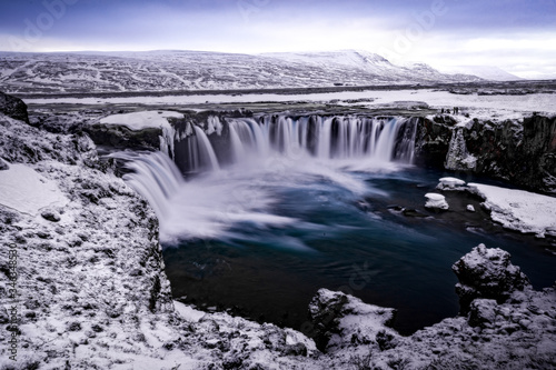 Huge Godafoss waterfall in in winter © Jo