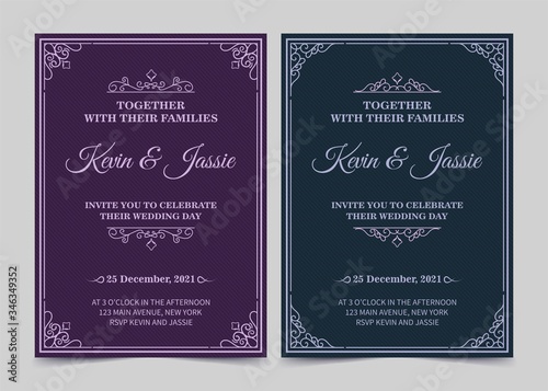 Elegant invitation card vector design vintage style 