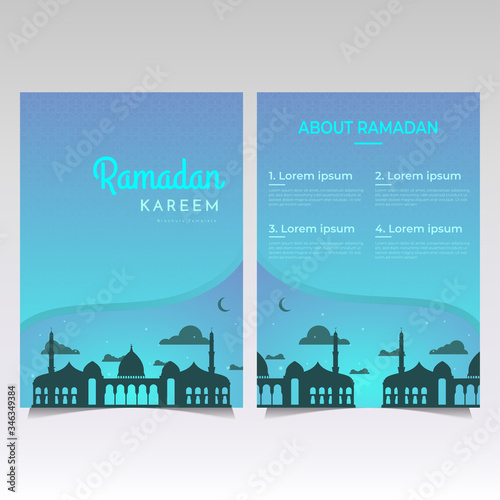 Ramadan Flyer Design With Mosque In Blue Gradation Background