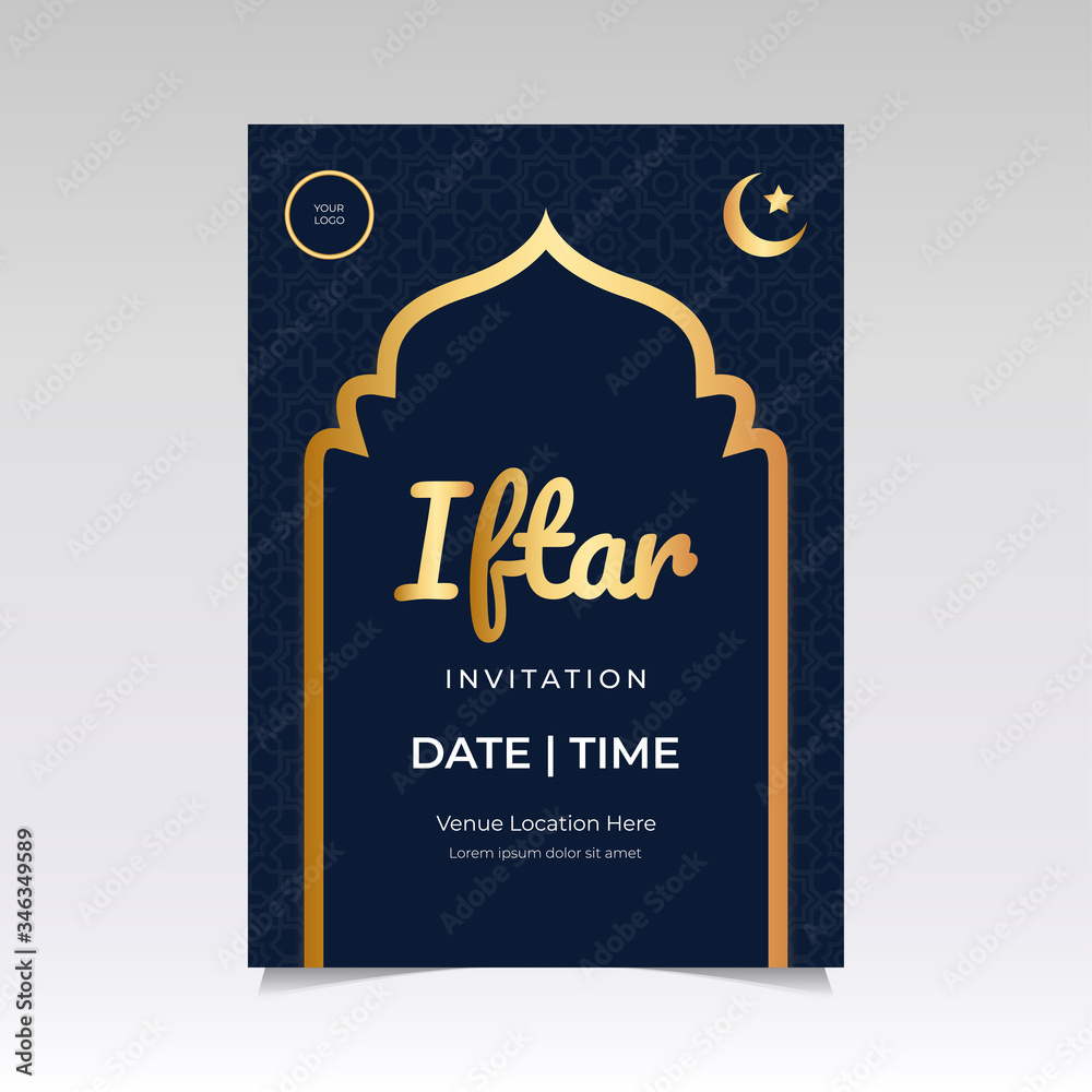 Beautiful Ramadan Iftar Flyer Design With Golden Color Ornament Beautiful Ramadan Iftar Flyer Design With Golden Color Ornament