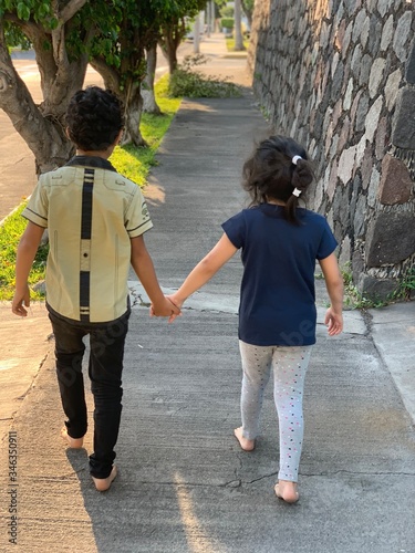 children walking in the park