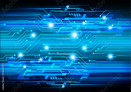 Blue cyber circuit future technology concept background