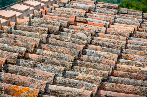 Old traditional tuscan, terracotta roof covering (Tuscany - Italy photo