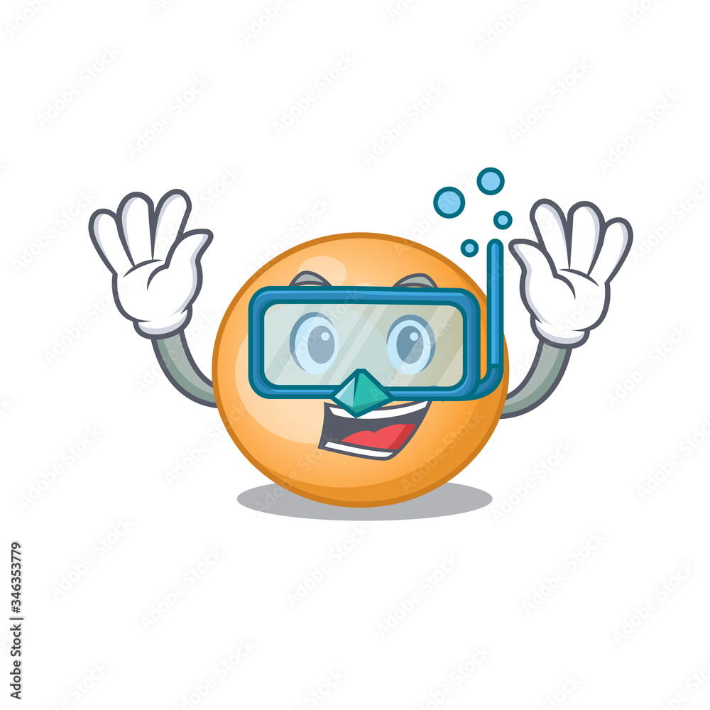 Staphylocuccus aureus mascot design concept wearing diving glasses