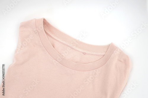 Blank folded tee shirt mock up peach color