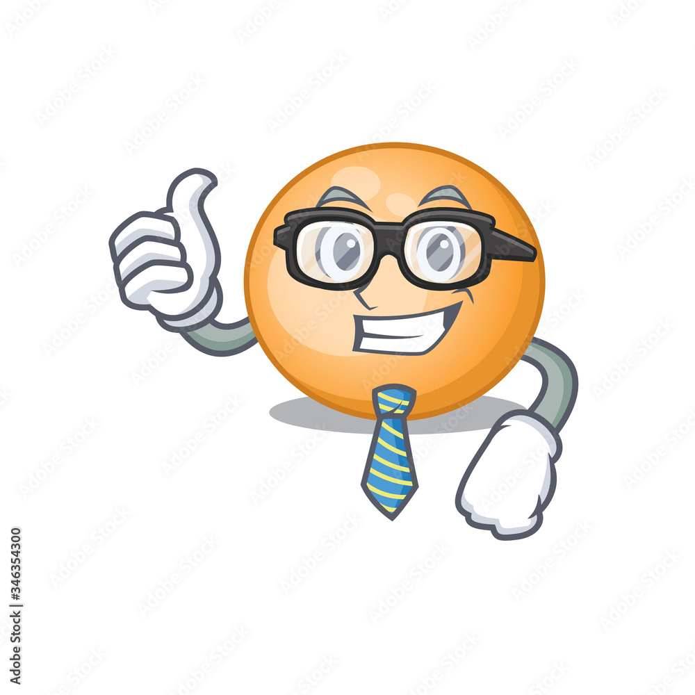 An elegant staphylocuccus aureus Businessman mascot design wearing glasses and tie