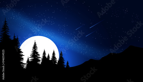 night landscape with moon