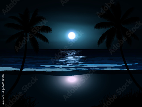 palm tree at night