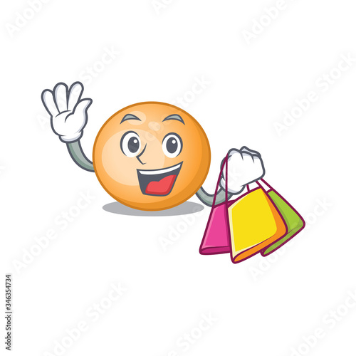 Rich and famous staphylocuccus aureus cartoon character holding shopping bags