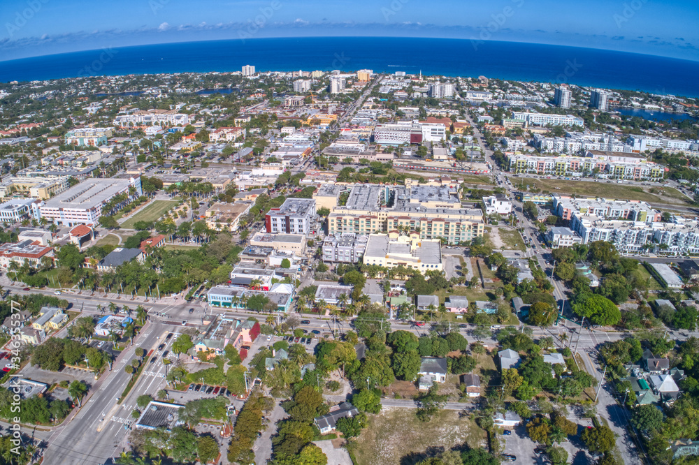 Aerial view of Delray Beach, small city in Southern Florida