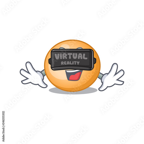 Cartoon design style of staphylocuccus aureus with modern Virtual Reality headset