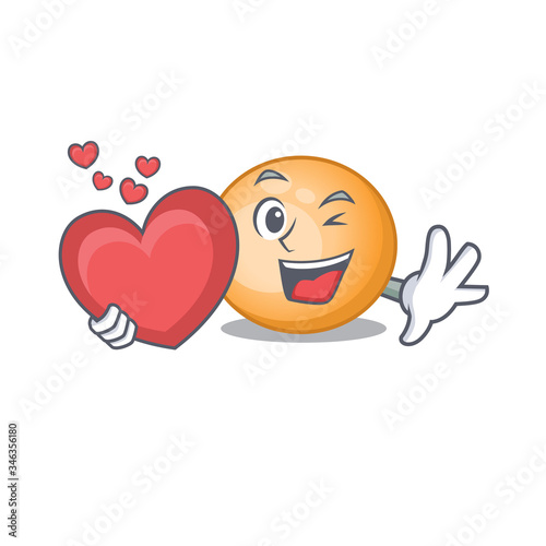 A sweet staphylocuccus aureus cartoon character style with a heart