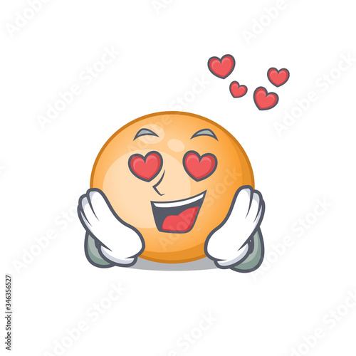 Cute staphylocuccus aureus cartoon character has a falling in love face