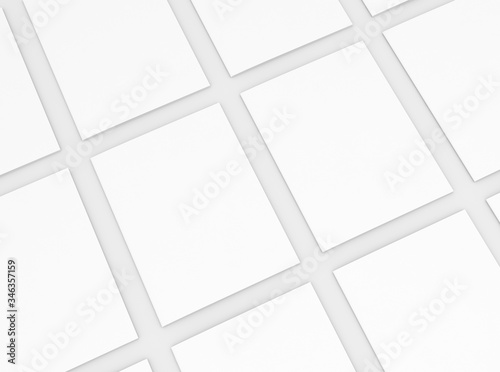Blank booklet, flyer or brochure mockup template on gray background. 3D Rendering.