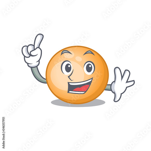 Staphylocuccus aureus mascot character design with one finger gesture