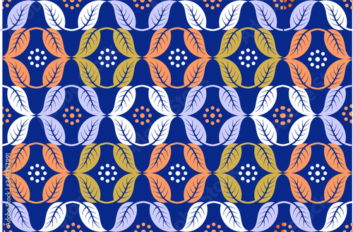 Indonesian batik motifs with very distinctive plant patterns,Vector